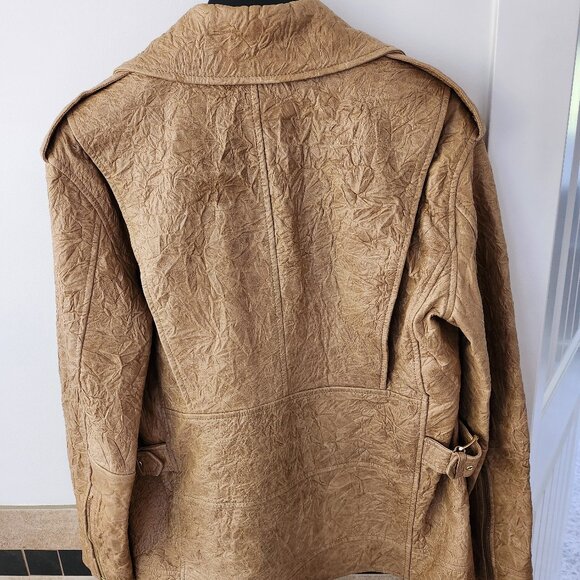 Michael Kors Crinkle Leather Bomber Jacket NEW - Picture 2 of 5